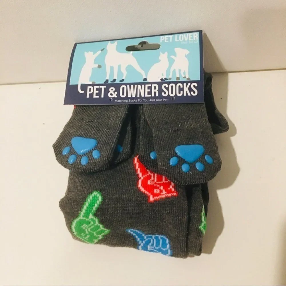Pet & Owner Matching Socks Set Gray Multi Color